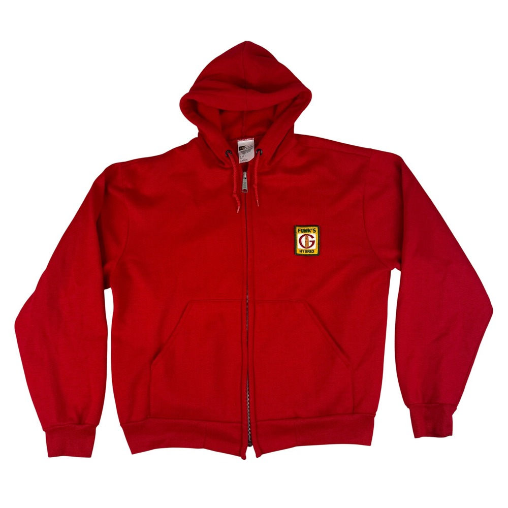 K-Brand Full Zip Hoodie Mens Large Red Funks G Hybrid Seed Corn Vintage USA Made